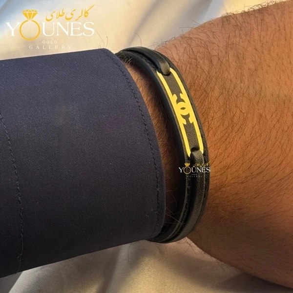 دستبند طلا چرم مردانه L154
